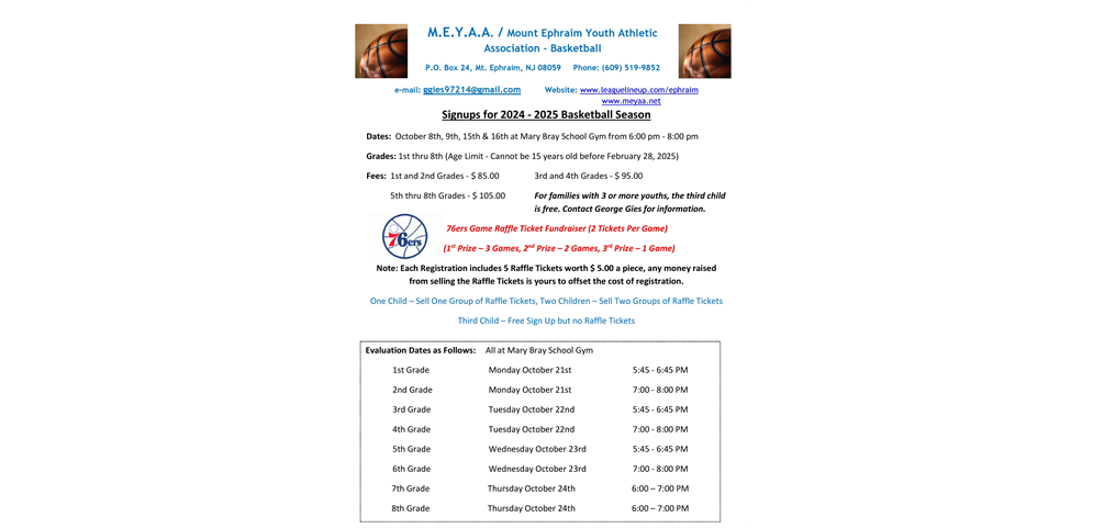 MEYAA Basketball 2023 - 2024 Sign Ups